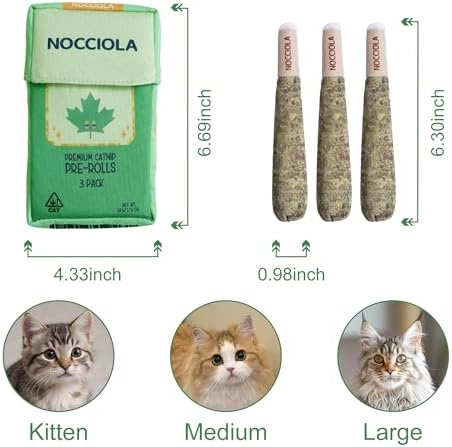 Nocciola 3 Pack Catnip Toys for Cats, Funny Cat Toys Filled with 100% Pure Organic Catnip, Safe Kitten Teething Chew and Kicker Toys