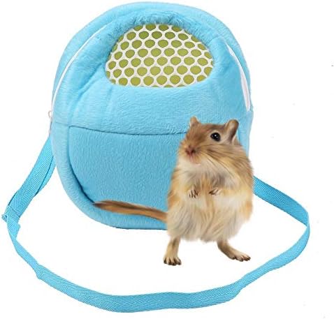 Yosoo Portable White Mesh African Hedgehog Hamster Breathable Pet Dog Carrier Bags Handbags Puppy Cat Travel Backpack (M, White Mesh - Blue)