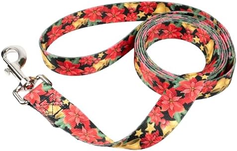 Country Brook Petz - Christmas Poinsettias Everyday Dog Leash Limited Edition - Christmas Collection Featuring Festive Designs (4 Foot, 5/8 Inch Wide)