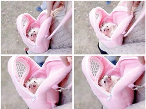 Yosoo Portable White Mesh African Hedgehog Hamster Breathable Pet Dog Carrier Bags Handbags Puppy Cat Travel Backpack (M, White Mesh - Blue)