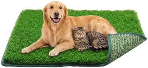 1.2'' Thick Woven Fake Grass Mat for Dog, Glue-Free Artificial Turf Potty Training Pad with Fast Drainage, Machine Washable Pet Pee Pad, Indoor Outdoor Non-Toxic Rug (Medium)