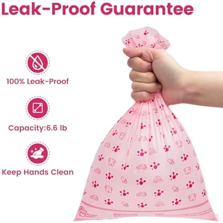 Dog Poop Bags, Guaranteed Leak Proof and Extra Thick Poop Bag Rolls for Dogs, Lavender Scented Pet Waste Bags Made from 70% Certified Recycled Plastic, 270 Count, Pink