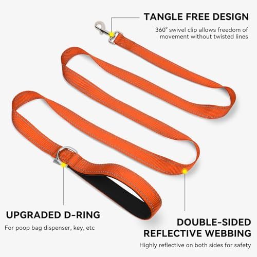 Joytale Reflective Dog Leash for Small Dogs, 6 FT x 3/4", Orange
