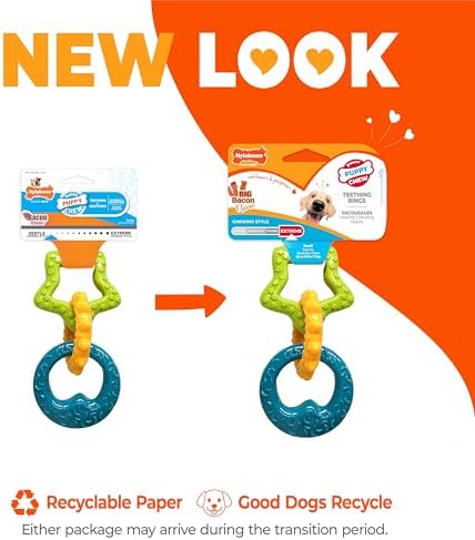 Nylabone Puppy Power Chew Teething Rings Dog Chew Toy, Bacon Flavor, Small