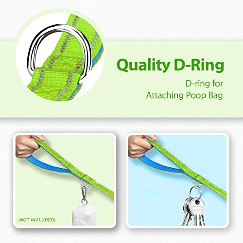 PHOEPET 5 Feet Dog Leash - Dual-Side Reflective - Soft Padded Handle