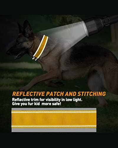 AUBELL Reflective Tactical Heavy Duty Dog Collar with Handle,Yellow XL