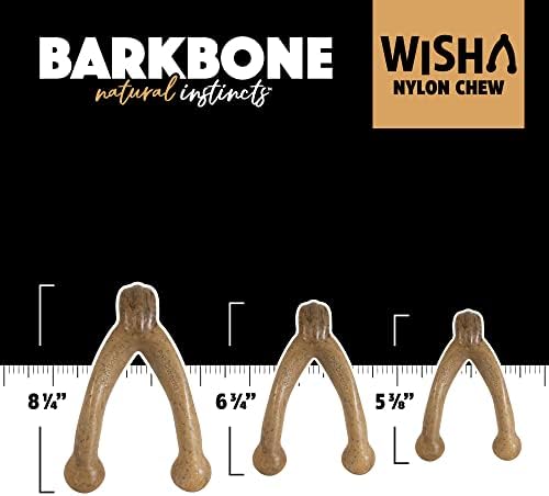 Pet Qwerks Wishbone BarkBone - Nylon Chew Toy for Aggressive Chewers - Bacon Flavor - 6.75" (Pack of 3)