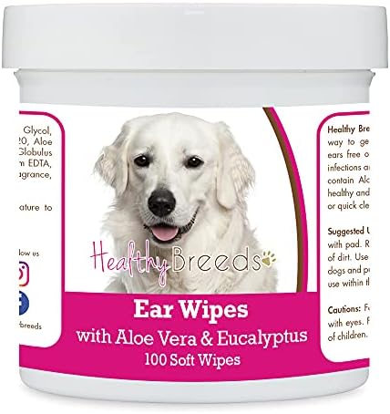 Healthy Breeds Kuvasz Ear Cleaning Wipes with Aloe & Eucalyptus for Dogs 100 Count