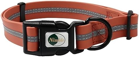 Nimble Reflective Waterproof Dog Collar Adjustable Odor Resistant Easy Clean Pet Collar for Small Medium Large Dogs Night Walking Outdoor Rainy Use (Medium (11.81”-18.5”inches), Apricot Brandy red)