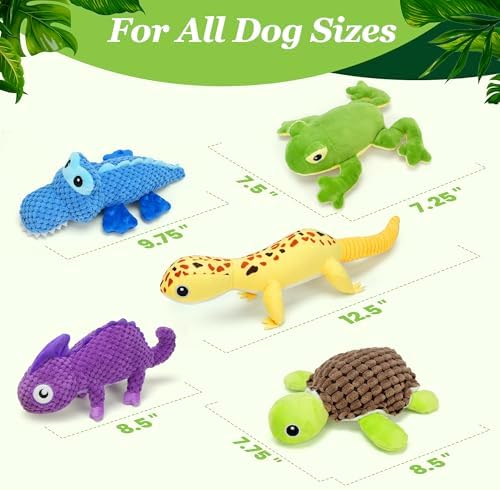 PrimePets 5 Pack Plush Crinkle Squeaky Dog Toys for Small Medium Large Dog