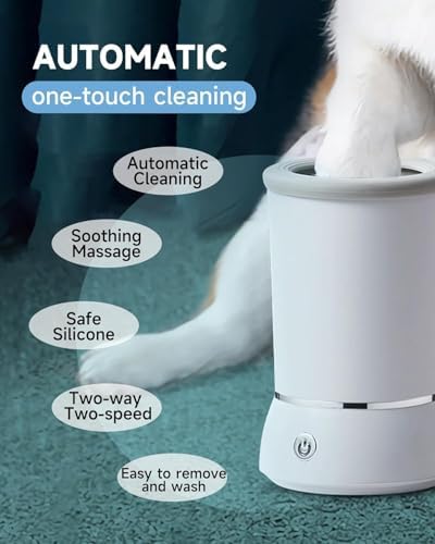 Automatic Dog Paw Cleaner for Dogs，2 Speeds Electric Paw Feet Cleaner for Small Medium Dogs Cats Pet
