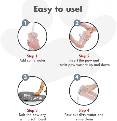 Dexas MudBuster Large Dog Paw Cleaner, Blush, Fits 2.5"-3.5" Wide Paws, Gentle Silicone Bristles for Quick, Easy Cleaning
