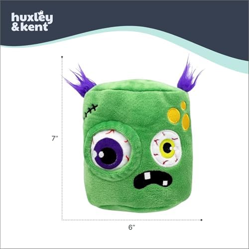 Huxley & Kent Interactive Halloween Funny Dog Toy w/Squeaker – Power Plush Puzzle Dog Toys for Small, Medium & Large Dogs – Treat Hiding Play Time - Pop 'n Fetch Zombie Pop-Eye