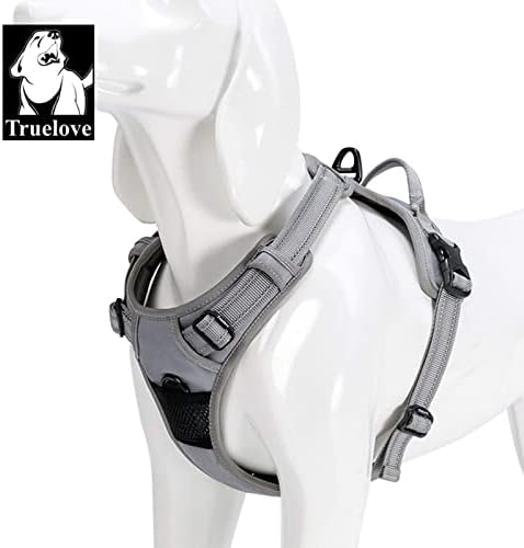 Adjustable No-Pull Dog Harness Reflective Pup Vest Harnesses Comfortable Control Brilliant Colors Truelove TLH5651(Gray,XS)