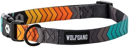 Wolfgang Heavy Duty, Adjustable Dog Collar with Quick Release Nylon Buckle for Walking & Training, ChevTech Print, Medium