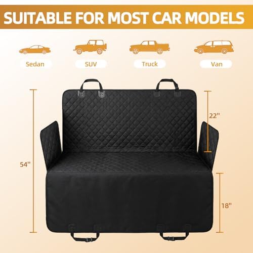 Dog Car Seat Cover for Back Seat – Waterproof Hammock for Cars, SUVs & Trucks, Heavy-Duty Non-Slip Backseat Protector, Easy to Install & Machine Washable, Pet Hammock Style Seat Cover