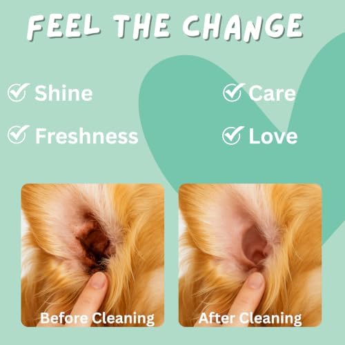 100 Finger Wipes for Pet Lovers - Pet Ear Wipes for Dogs & Cats - Ear Cleaner & Dog Ear Infection Treatment - Cleans Ears, Reduces Itching & Odor, Removes Wax, Relieves Irritation