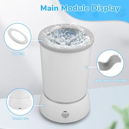 Automatic Dog Cleaner Washer and Massager, Electric Pet Foot Paws Washer for Dogs Cats, USB Portable Dog Feet Cleaner Cup for Small to Medium Dogs, Pet Grooming Supplies(White)