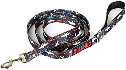 BULLHUG 6 FT Bulldog Leash with Padded Handle. Perfect for Bulldogs, French Bulldogs, Pugs & All Breeds. Leashes for Walking, Training Lead for Bulldogs (Shark)