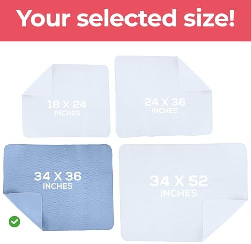 6 Pack Waterproof Reusable Heavy Absorbency Incontinence Bed Pads 34"x36"