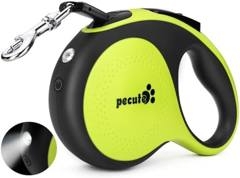 Retractable Dog Leash for Large Dog with Light Rechargeable, 16ft Heavy Duty Retractable Pet Leash with One-Button Control, Anti-Twist Protection, Reflective Leash for Large Dogs Up to 110 lbs