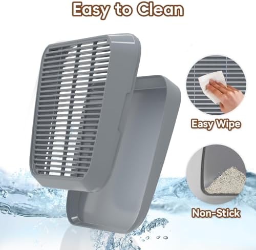 Elevated Litter Box Ramp/Steps for Kittens & Old Cats,Washable Litter Catcher Stairs for Automatic Cat Litter Box,Anti-Tracking Cat Litter Mat Pedal with Filter,Easy to Clean (Dark Grey)