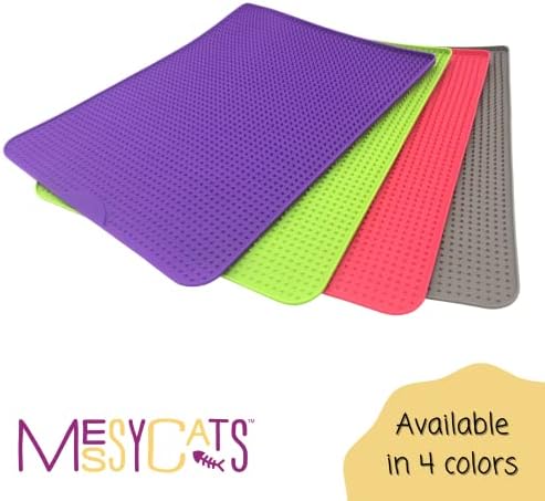 Messy Cats Silicone Litter Mat, Soft Spikes, 18 x 14 Inch, Grey