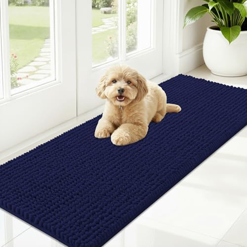 OLANLY Dog Door Mat for Muddy Paws 59x20, Extra Absorbent Chenille Mud Mat