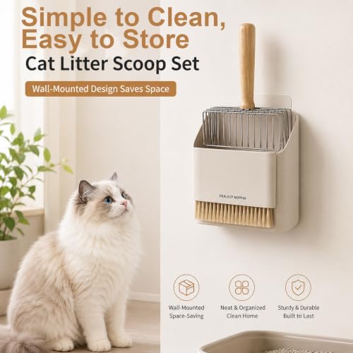 4 Pack Cat Litter Scoop Set，Cat Litter Scooper with Holder