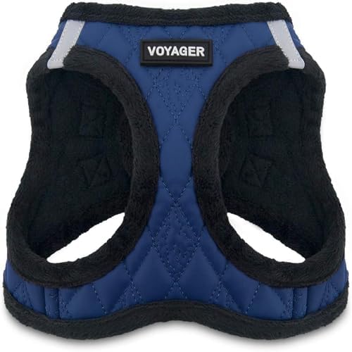 Voyager Step-in Plush Dog Vest Harness -Royal Blue Faux Leather, X-Small