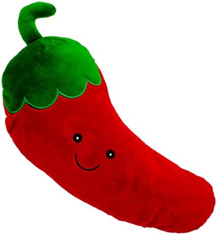 Giftable World Pet Plush Pet Toy Fruits, Cupcakes, Ice Creams, Mug with Squeaker Dog Chew Toy (9" Chili & Jalapeno)
