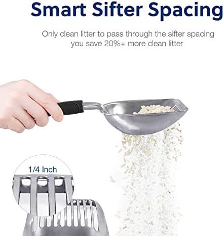 WePet Cat Litter Scoop, Aluminum Alloy Sifter, Kitty Metal Scooper, Deep Shovel, Long Handle, Poop Sifting, Kitten Pooper Lifter, Durable, Heavy Duty, for Litter Box