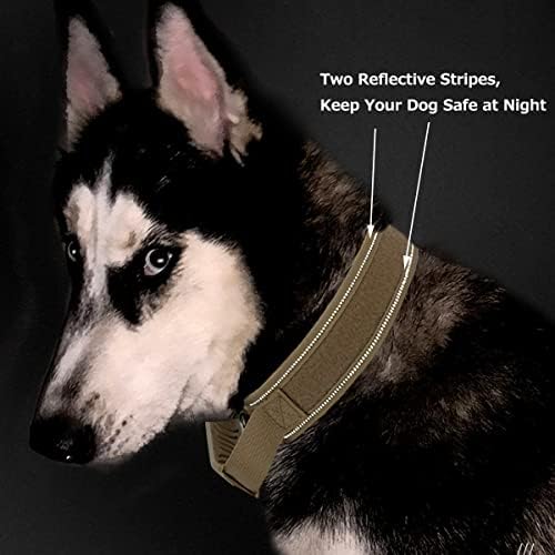 Personalized Tactical Dog Collar Handle with Name Phone Number Tags, Custom Military Pet Collars for Medium Large Breeds
