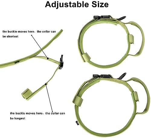 DAGANXI Tactical Dog Collar, Adjustable Military Training Nylon Dog Collar with Control Handle and Heavy Metal Buckle for Medium and Large Dogs, with Patches and Airtags Case (M, Spring Grass)