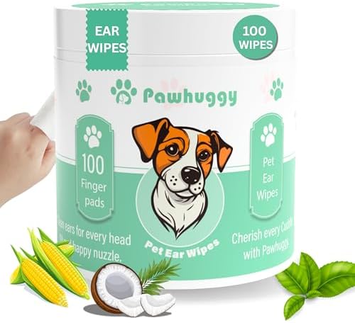 100 Finger Wipes for Pet Lovers - Pet Ear Wipes for Dogs & Cats - Ear Cleaner & Dog Ear Infection Treatment - Cleans Ears, Reduces Itching & Odor, Removes Wax, Relieves Irritation