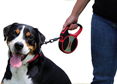 Alcott Kong Terrain Retractable Dog Leash, Large, Red, 16' Long