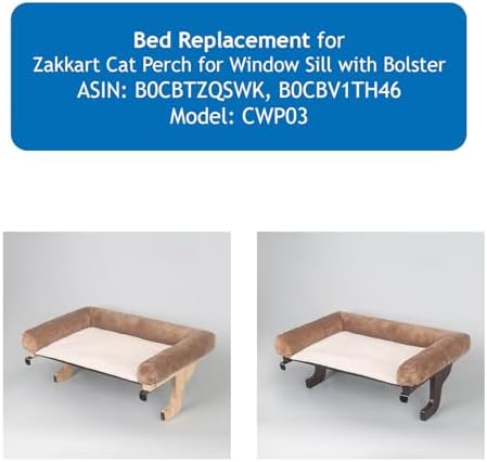 Bed Replacement for Zakkart Cat Perch for Window Sill with Bolster, NOT Compatible with Other Brand - Brown
