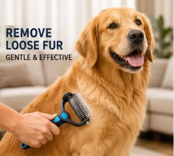 Pet Grooming Brush & Pet Hair Remover Glove Bundle | Keep your pet looking great and your home cleaner with the AJJT Pet Grooming Brush & Hair Removal Glove Bundle.