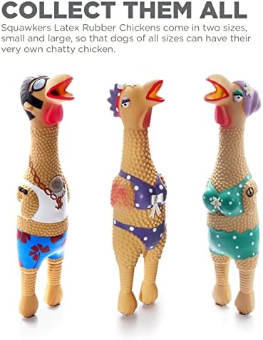 Outward Hound by Charming Pet Squawkers Henrietta Latex Squeaky Rubber Chicken Dog Toy, Funny Interactive Holiday Toy for Dogs, Small Size