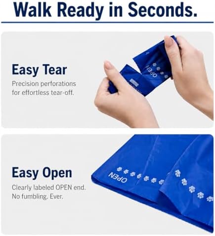 Premium Dog Poop Bags, Home Compostable — TÜV Austria OK Compost HOME Certified, 25 Micron Extra Thick & Leak-Proof, 120 Unscented Bags (8 Rolls), Large 9x13 Inch