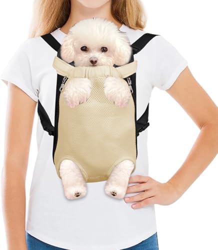 FEimaX Dog Carrier Backpack Pet Legs Out Front Cat Travel Bag, Adjustable Puppy Backpacks Carriers Hands-Free for Small Medium Dogs Cats Hiking Traveling Camping Daily Walking