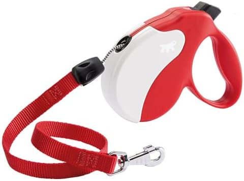 Ferplast Retractable Dog Lead Extendible Dog Leash Amigo Cord L, Folding Cord, 5 m, max 50 kg, Red