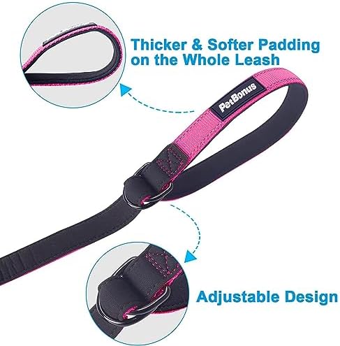 PetBonus 2 Packs Short Dog Leash, Safety Wrist Strap for Retractable Dog Leash, Reflective Design and Adjustable Soft Padded Handle, Extra Layer Security for Pet Stroller (Pink, Pink)