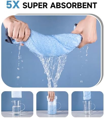 Dog Towels for Drying Dogs Small Medium Large, 2 Pack Dog Cat Drying Bath Towel 30.3"x13.8" with Hand Pocket,Absorbent Pet Towel for Dog Cat Blue