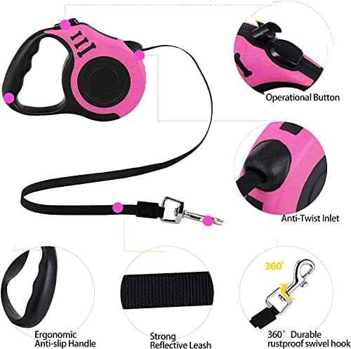 Retractable Dog Leash, 16FT Heavy Duty Dog Leash, Pink