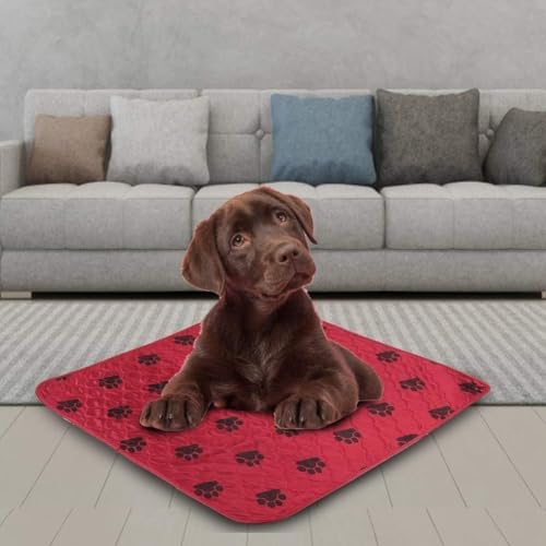 Reusable Dog Pee Pads, Waterproof Training Pads for Dogs, Dog Pee Pad Urine Mat for Pet Dogs Cats(70*80cm-Red)