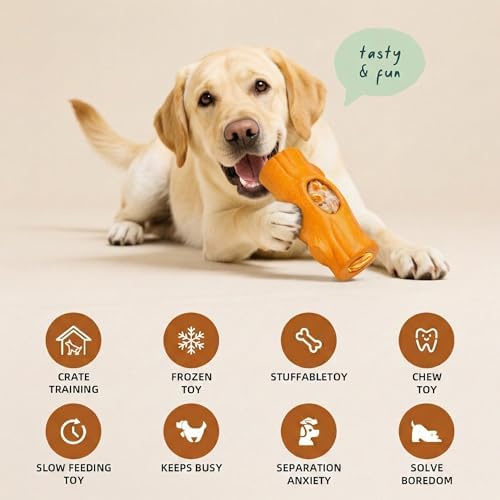 2 Pack Dog Toys for Aggressive Chewers Yollow & Brown