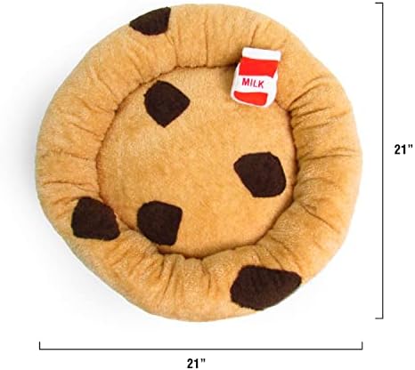 TONBO Soft Plush Small Cute and Cozy Food Dog Cat Bed, Washer and Dryer Friendly (Chocolate Chip Cookie)