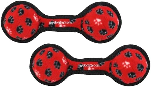 TUFFY® : 2 Pack 2 Ball Tug Dog Toy: Ultra Durable Plush Toy with Multiple Layers & Reinforced Seams, Washable and Floats, Original Construction