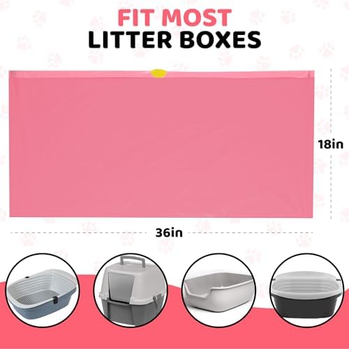 EZ Pick Up Dog & Cat Pet Waste Clean Up Bags Litter Liners (Pink, 36"x18")